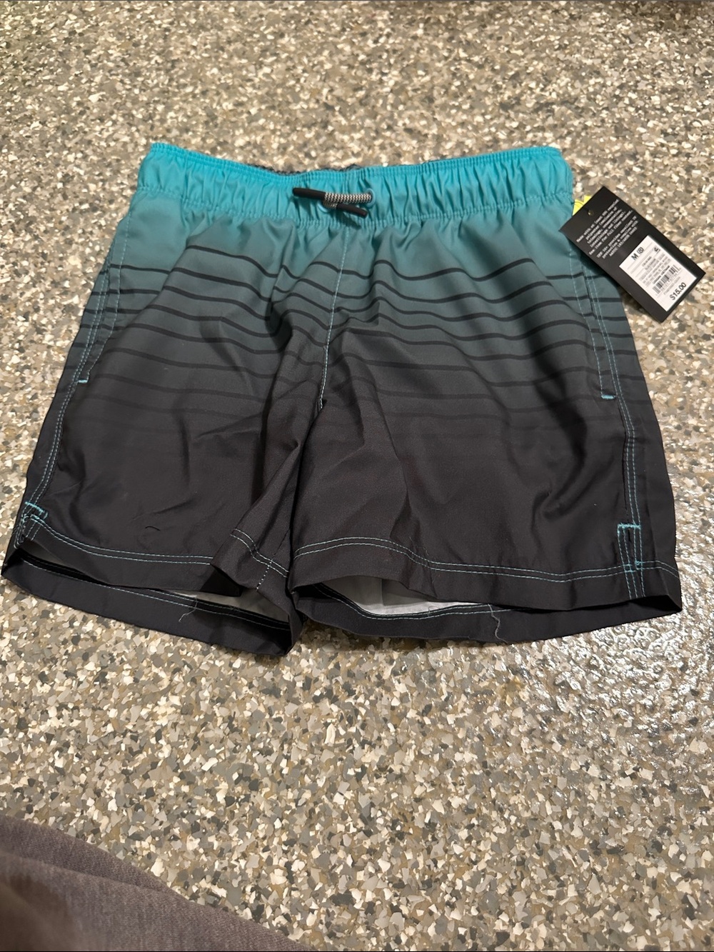 Boys Teal to Black Gradient Swim Trunks